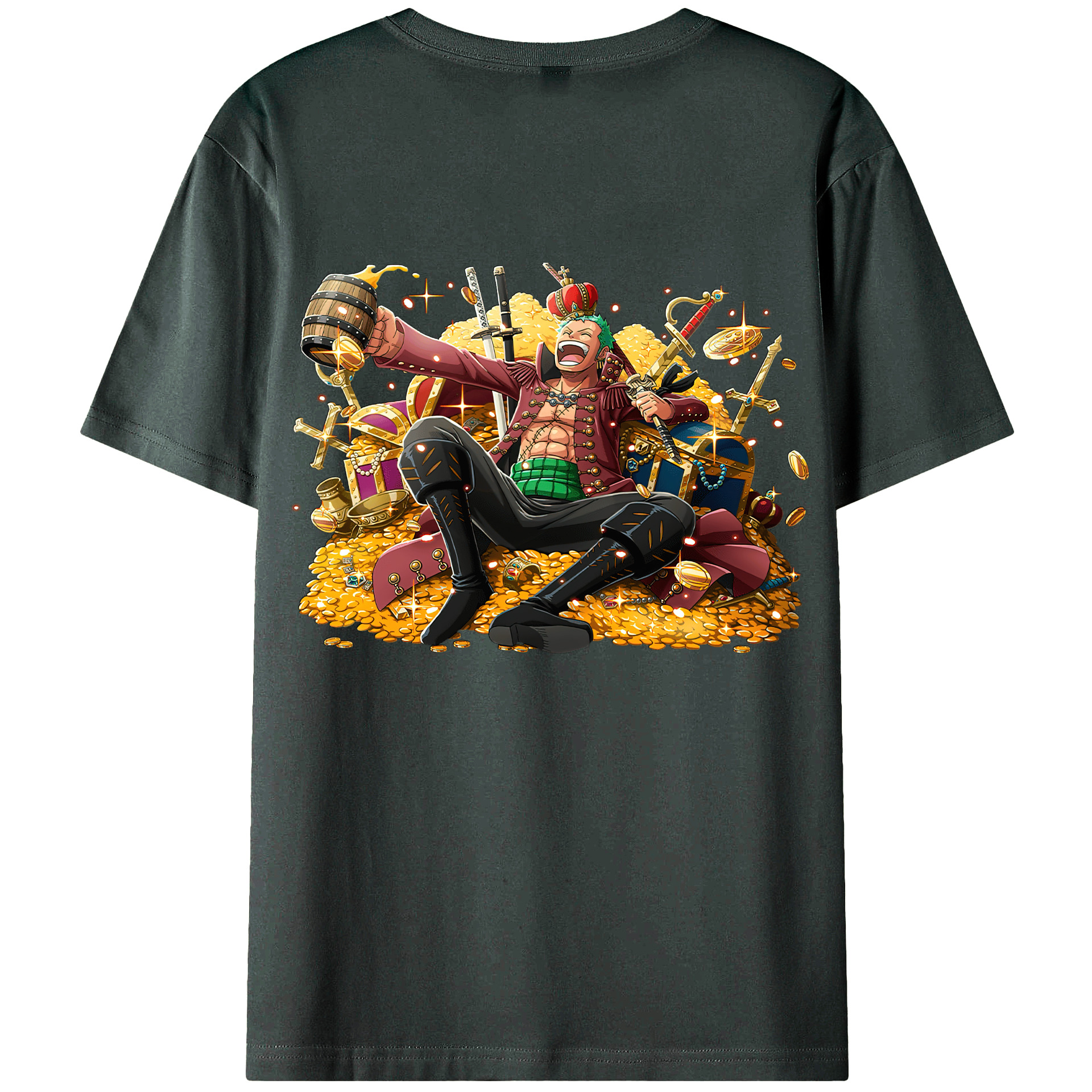 ワンピース ロロノア・ゾロ ONE PIECE Roronoa Zoro 綿100％ メンズ半袖Tシャツ（バックプリント） 通気性